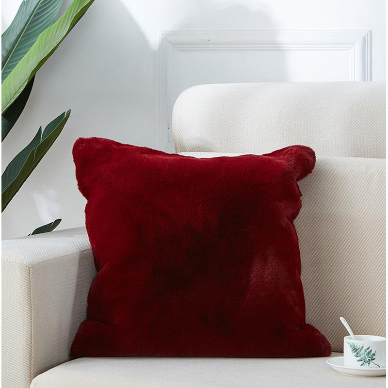 Luxury Chinchilla Faux Fur Pillow, Red