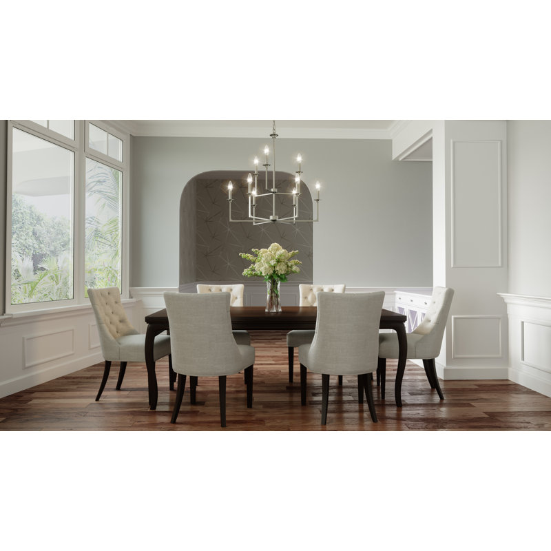 Nabile 9 - Light Dimmable Tiered Chandelier, Brushed Nickel