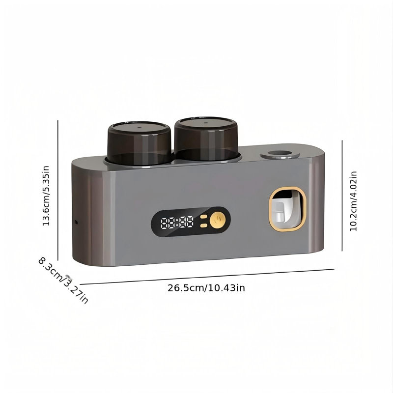 Désinfectant UV pour brosse à dents et support avec distributeur de dentifrice, 1 (noir)
