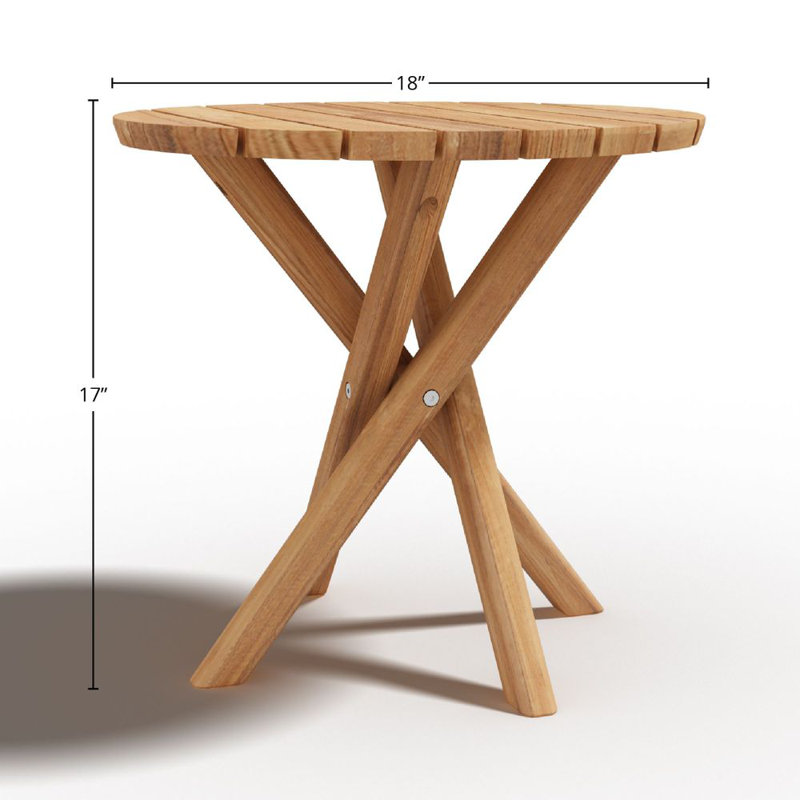 Round Teak Outdoor Side Table , 18'' in. W 18'' in. D