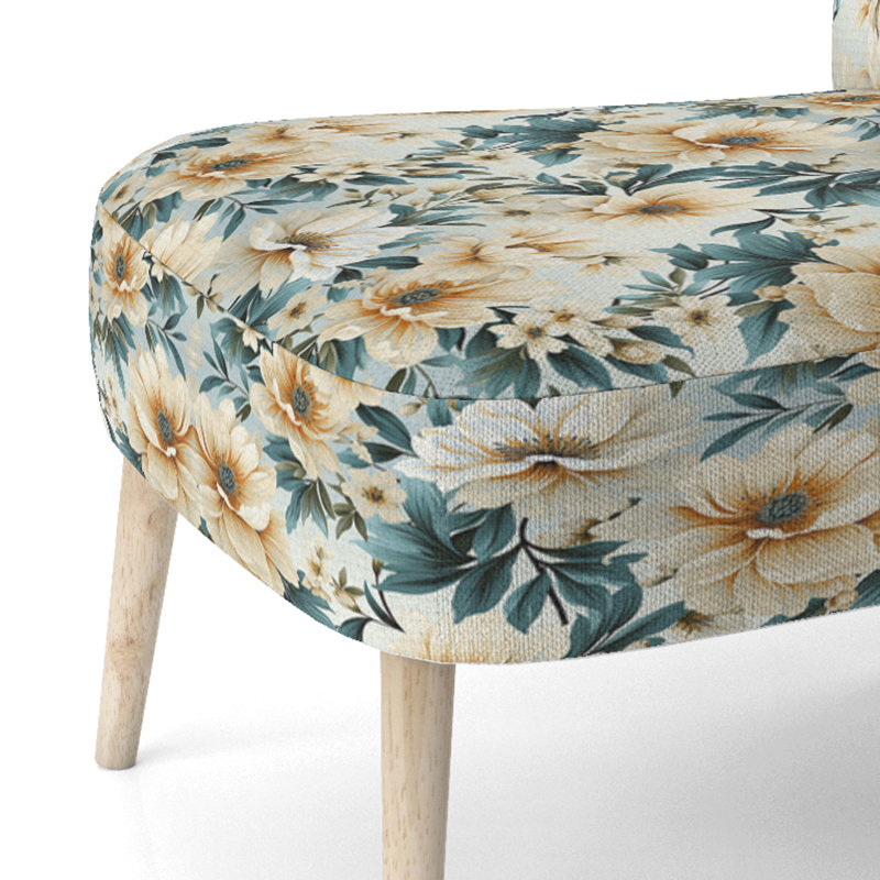 Chaise d'appoint rembourrée Sandy Beige et bleu Hydrangea Tranquility IV