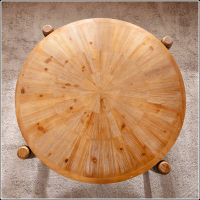 Wood Coffee Table, Farmhouse Rustic Round Living Room Tea Table, Modern Center Table For Home And Office