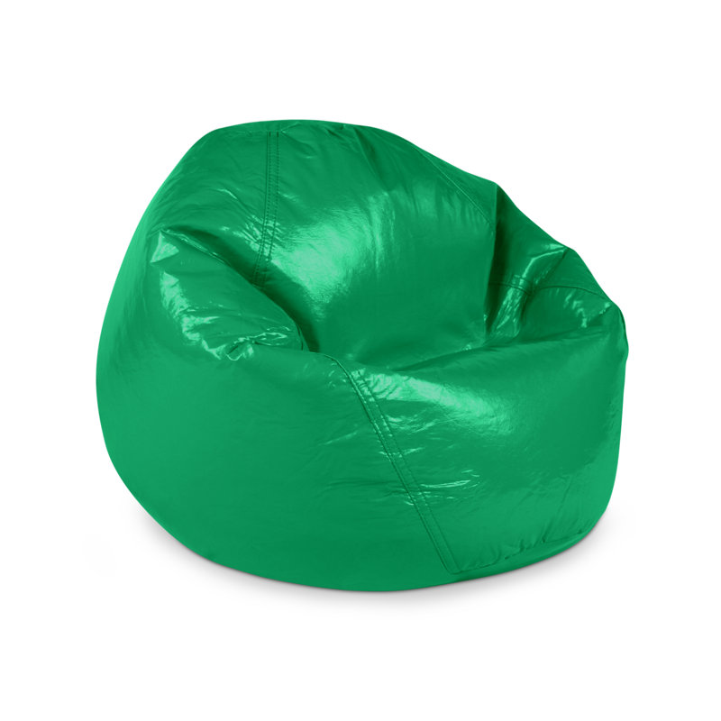 Faux Leather Bean Bag Chair, Green Faux Leather