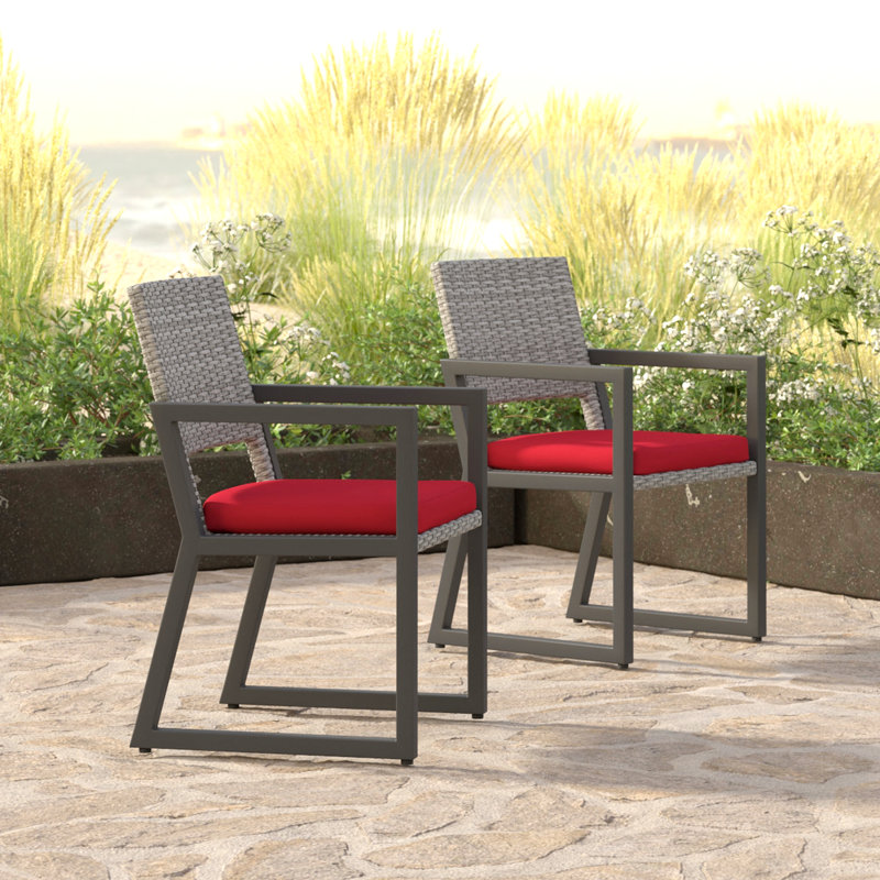 8 Piece Sunbrella Outdoor Patio Dining Chairs - Navy, Gray, Canvas Jockey Red Sunbrella® Canvas