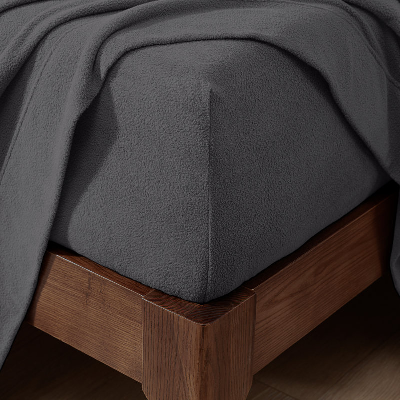 Micro Fleece Super Soft Fitted Sheet, Queen Fitted Sheet, Gray