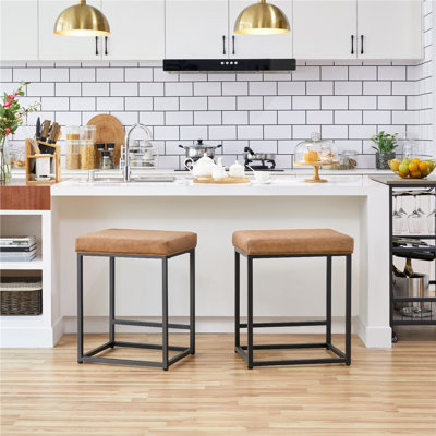Upholstered Counter Stool with Metal Frame