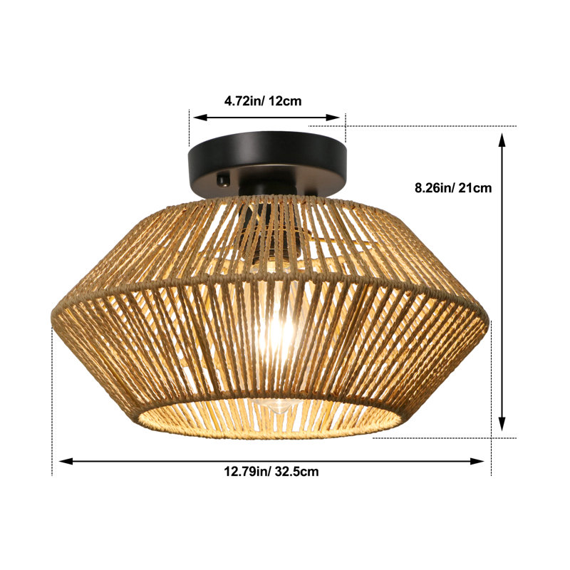 Tamoa Rattan Semi Flush Mount, Black, Natural