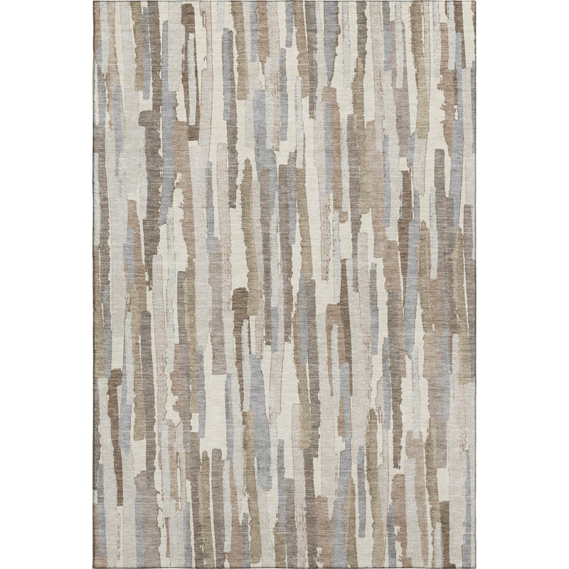 Premium Machine Washable Elize AMF1314 Stripes Rug, Rectangle 3' x 5'
