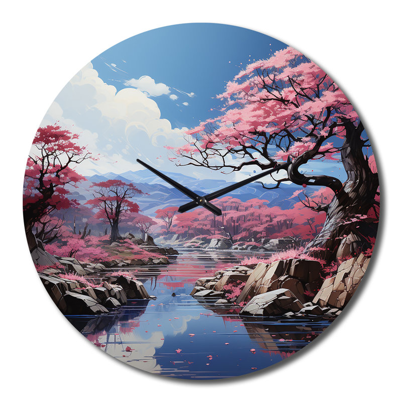 Horloge murale japonaise Cherry Blossom Serenity II, Grand