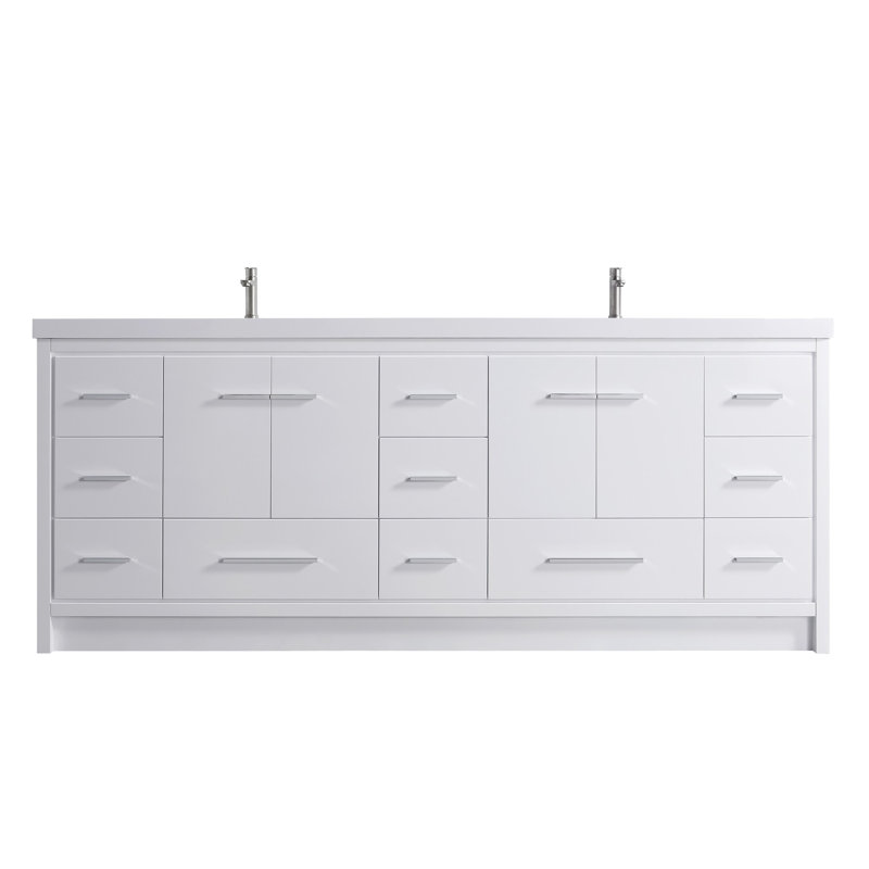 Capot -DH 84,00 po X P 19,70 po P 35,00 po Meuble-lavabo autoportant en bois blanc H avec double lavabo blanc