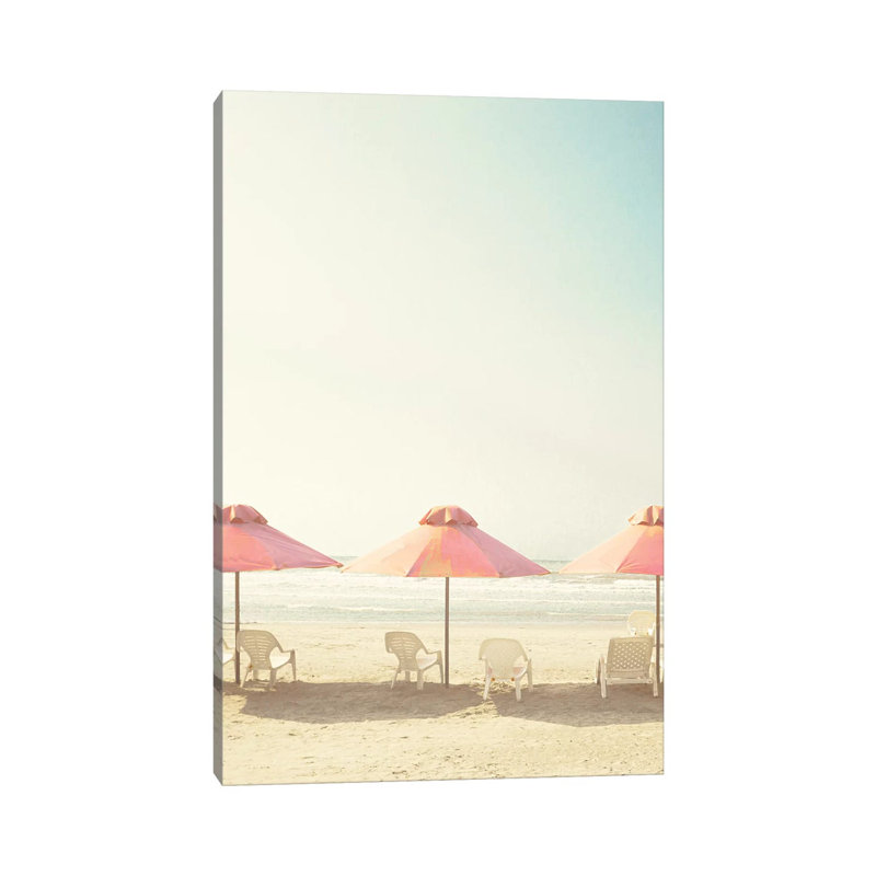 Pastel Umbrellas by Caroline Mint - Wrapped Canvas Print, 45.72cm H x 30.48cm W x 1.91cm D