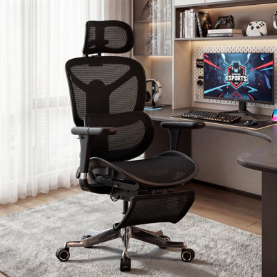 One-Touch Control Ergonomic Mesh Task Chair with 3-Level Recline Lock, High-end Office chair,Computer Chair with Adjustable Backrest & Lumbar Support & Upgraded 6D Armrests & 3D Headrest