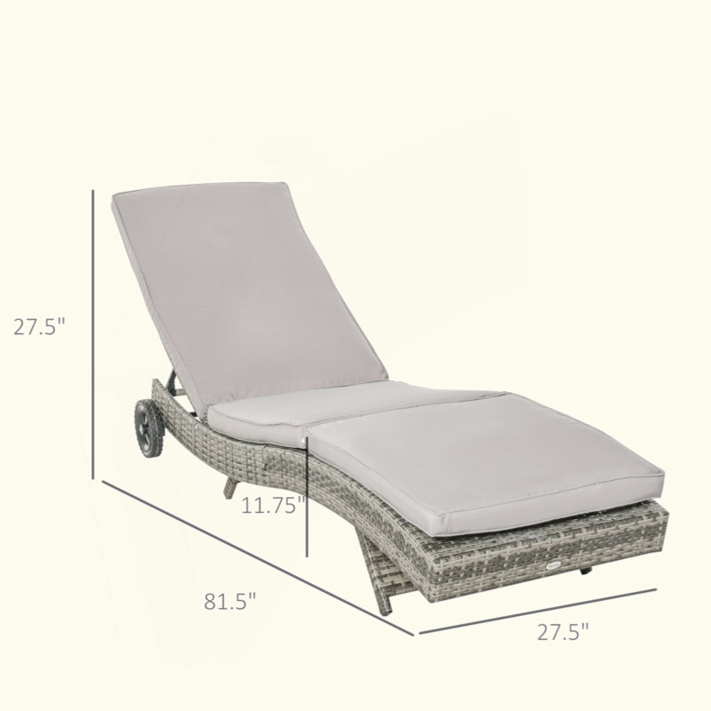 Outdoor Chaise Lounge, Light Gray