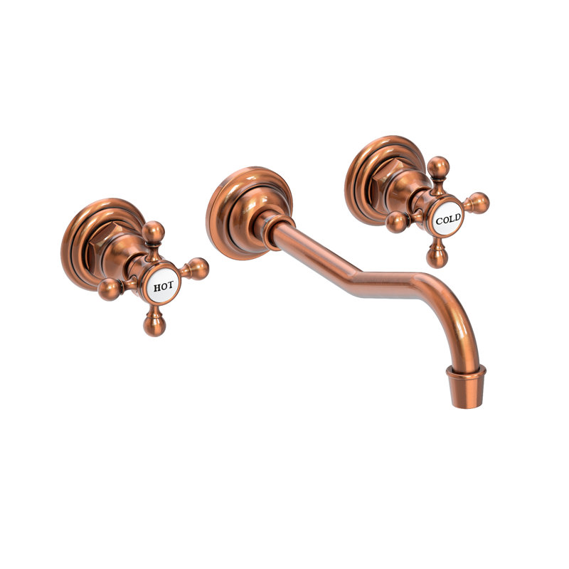 Chesterfield Wall Mount Bathroom Faucet, Antique Copper