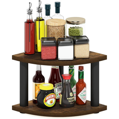 Turn-N-Tube Kitchen Countertop Organizer, 2-Tier Corner Countertop Organizer Shelf, Corner Shelf, For Kitchen, Pantry, Organizers And Storage, Amber Pine