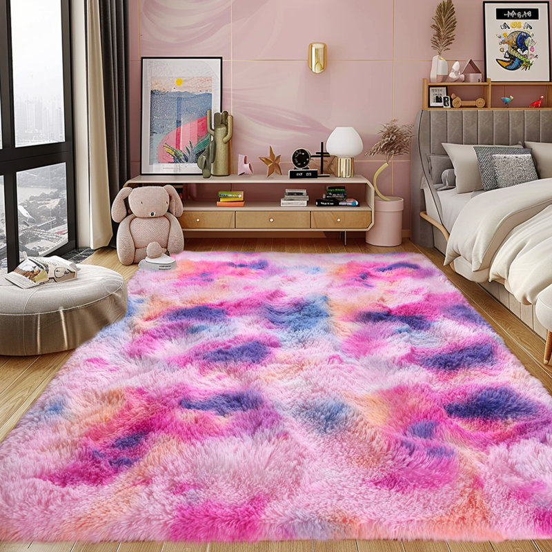 8×10ft Solid Color Rug Fluffy Shag Area Rug Indoor Carpet for Living Room Bedroom Bedside Nursery Kids' room