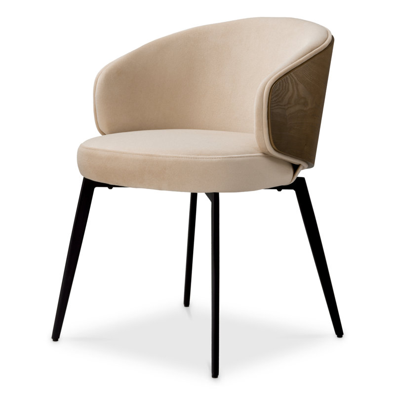 Camerota Upholstered Arm Chair, Beige/Walnut
