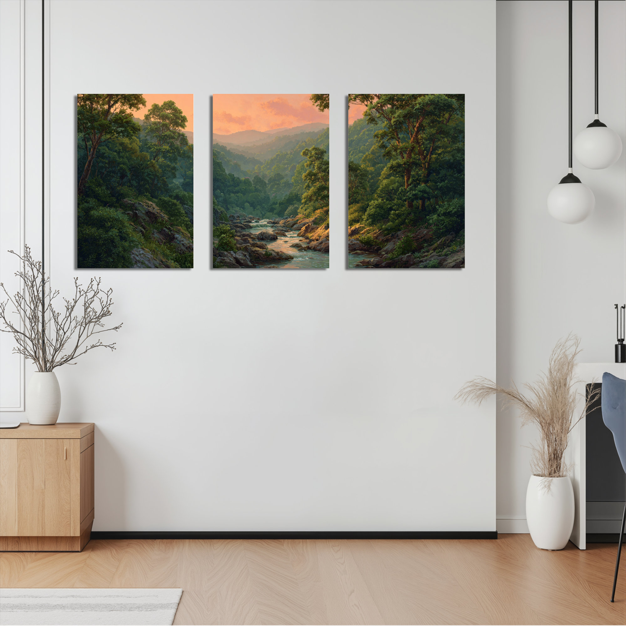 Winston Porter Mountain River Landscape Canvas Wrapped Wall Art Oil ...
