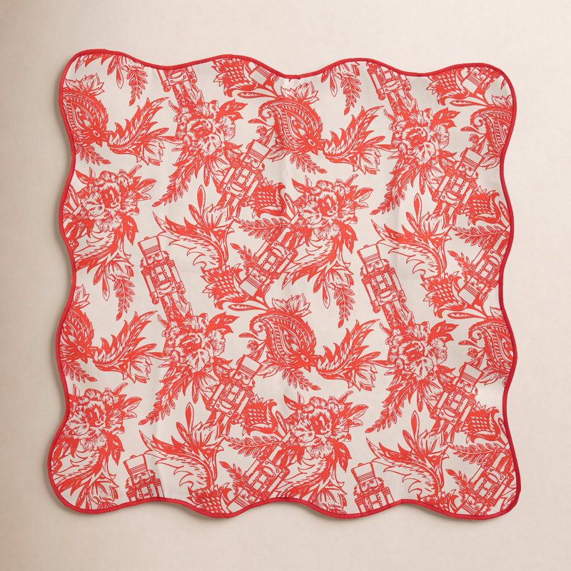 Nutcracker Toile Scalloped Dinner Napkin