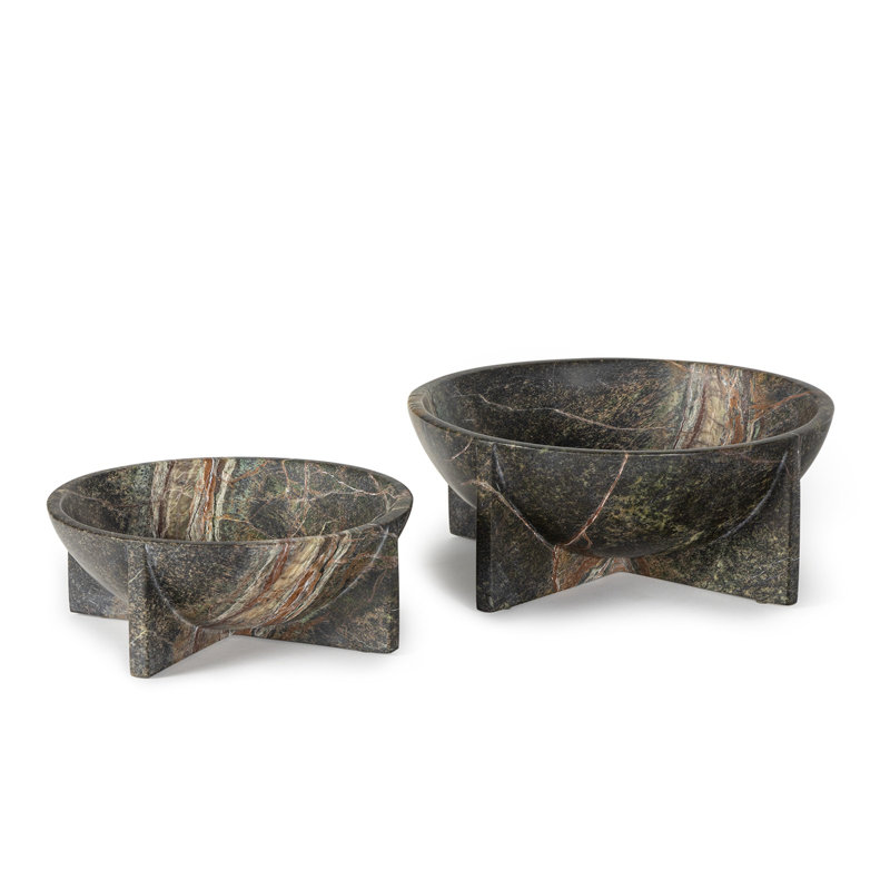 Tribune Marble Bowl Large (Green), 3" H x 8" W x 8" D