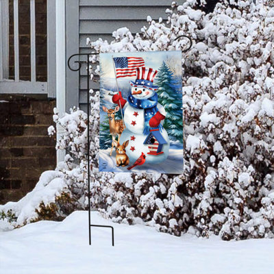 Drapeau de jardin américain bonhomme de neige