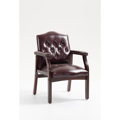 Chaises d'invité de réception en cuir avec siège et accoudoirs rembourrés Fauteuil de direction ergonomique à dossier moyen pour salle d'attente de réunion, chaises d'invité de bureau de conférence, BOURGOGNE