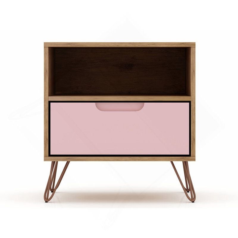Table de chevet rose