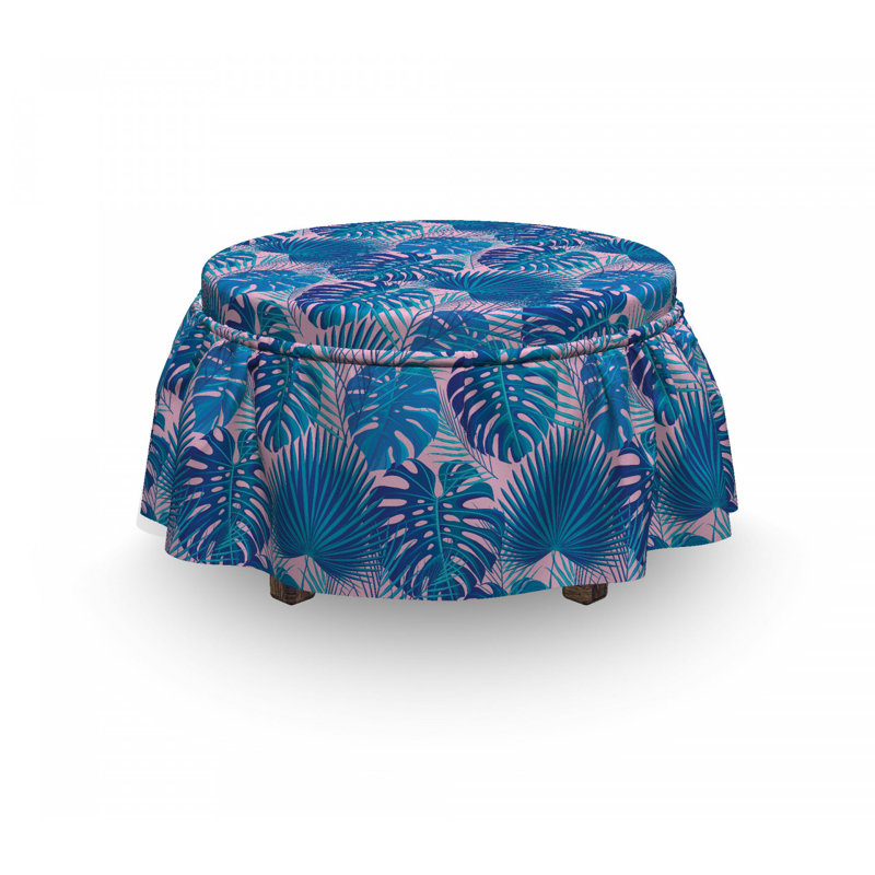 Housse pour repose-pieds palmier en monochrome exotique