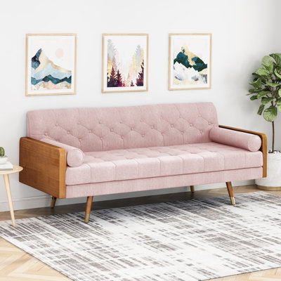 Mid-Century Modern Tufted Fabric Sofa