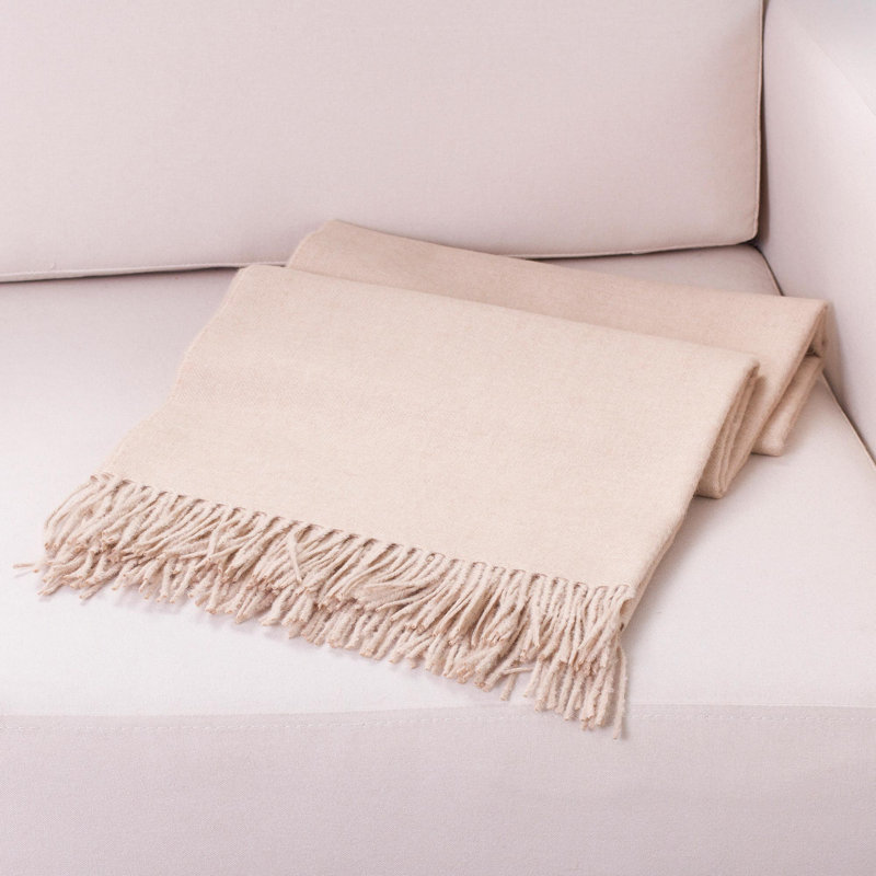 Hand Woven Throw Blanket, Beige