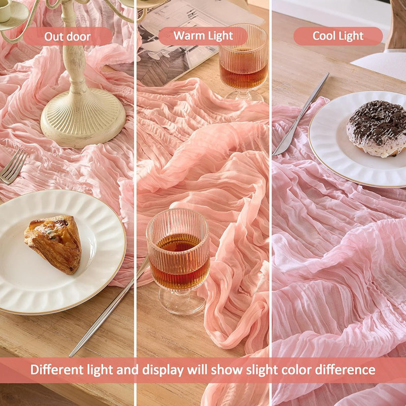 Cheesecloth Table Runner - Dusty Pink - Boho Rustic Style, Spring/Valentine’S/Wedding & Party Decor
