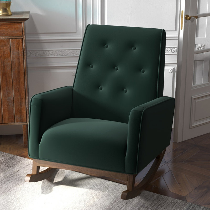 Chaise berçante en bois massif Demetrius, Vert