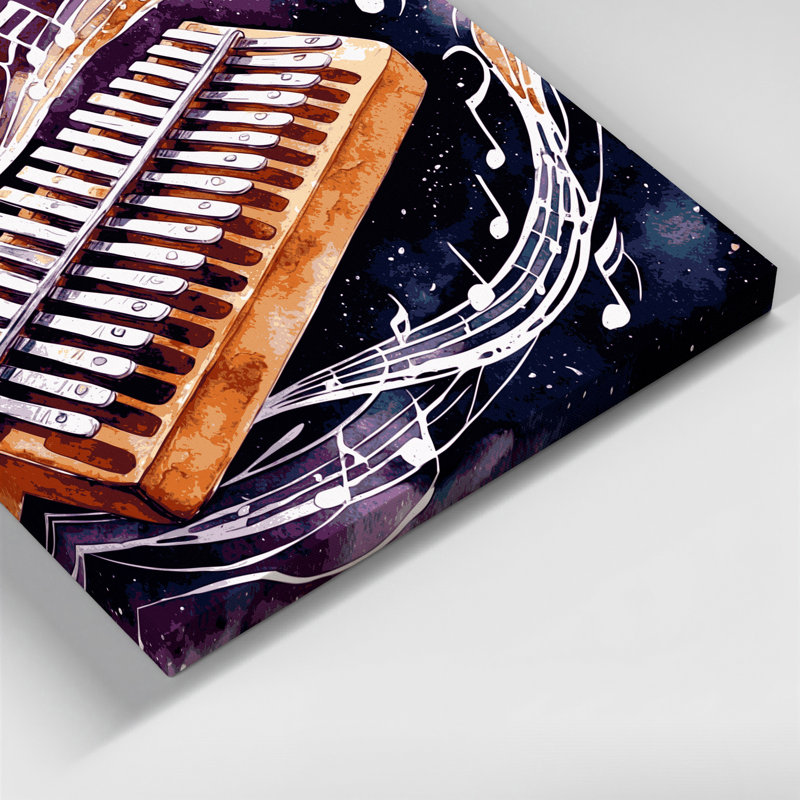 «Music Kalimba», art mural sur toile mauve, H 11 po x l 14 po