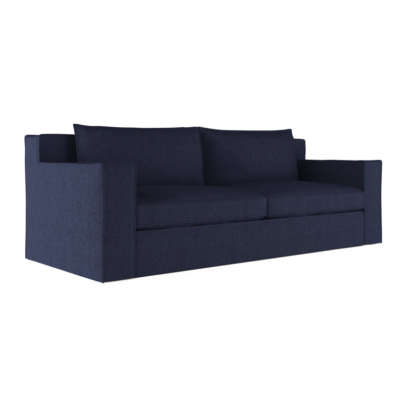 Canapé Mulberry, Velours moelleux imprimé bleu, H 33 po x l 84 po x p 45 po, Brun foncé