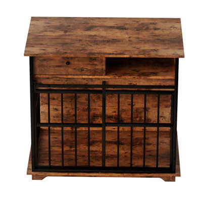 Niche pour chien sécuritaire et sécuritaire avec barres arrondies, 33,58 pouces de hauteur, utilisation à l'intérieur des caisses, grand rangement, barres pour, grand