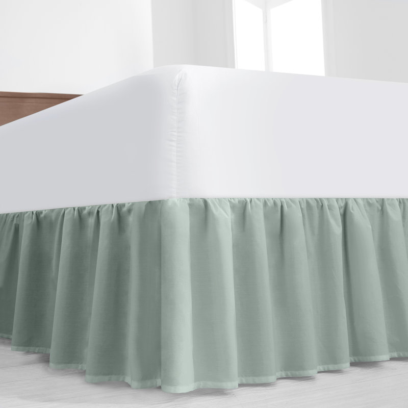Jupe de lit en percale de coton mélangé, Roi, Gris plissé