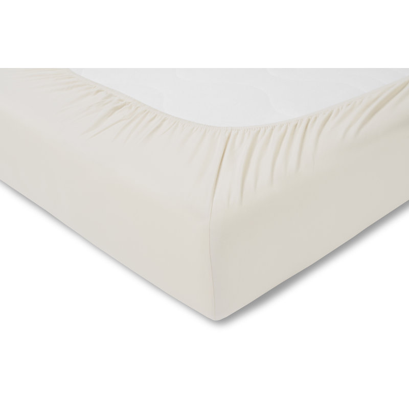 Cotton Blend Jersey Knit Fitted Sheet, 180-200cm x 200cm, Ivory
