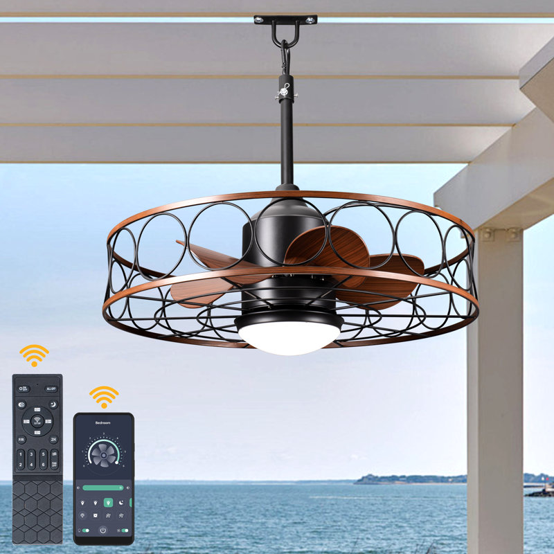 24 Inch Outdoor Ceiling Fan with LED Lights and Remote, 6 Speeds Outdoor Waterproof Ceiling Fans Corded Outside Patio Fan
