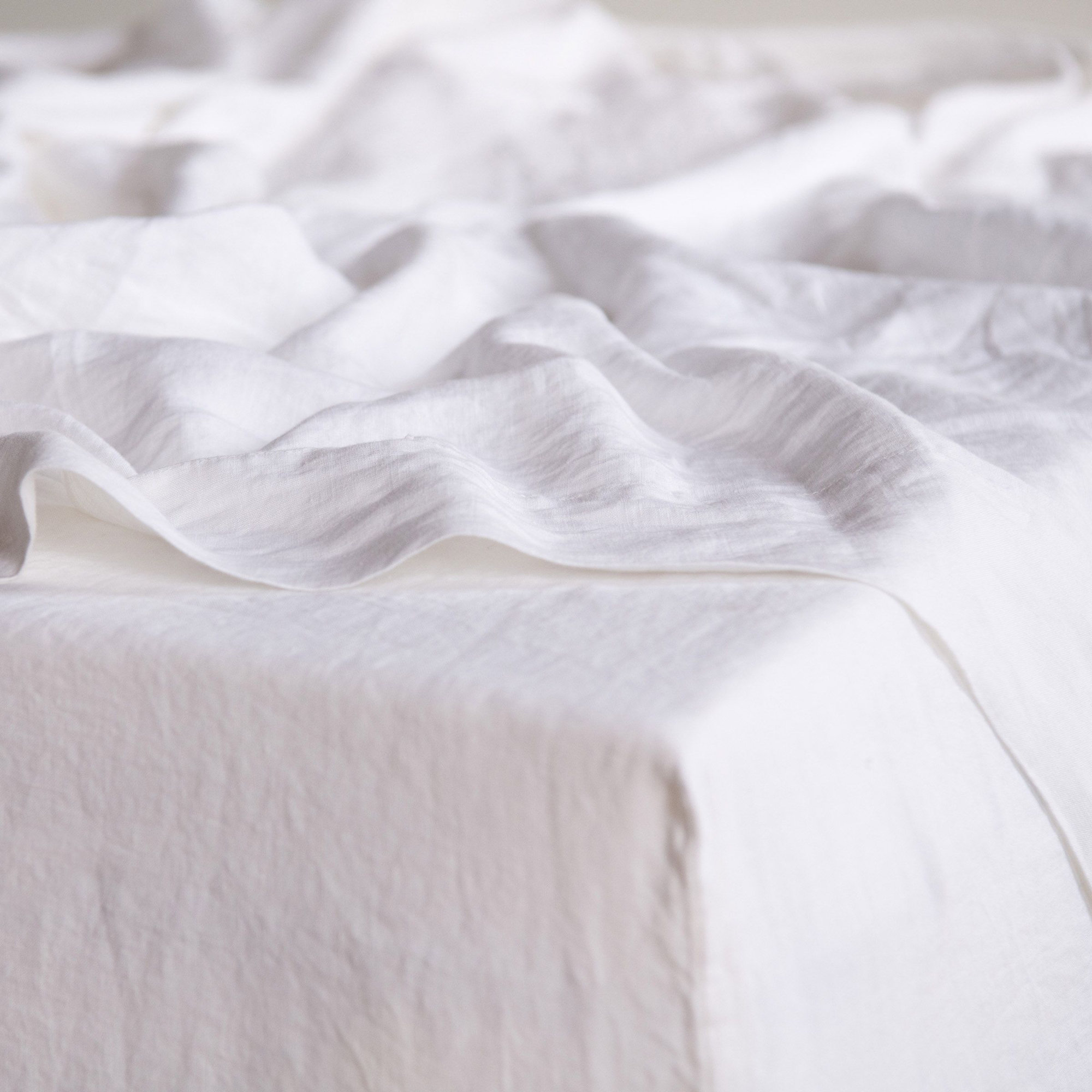 100% French Linen Sheet Set, Twin XL Sheet Set with 1 Pillowcase, White