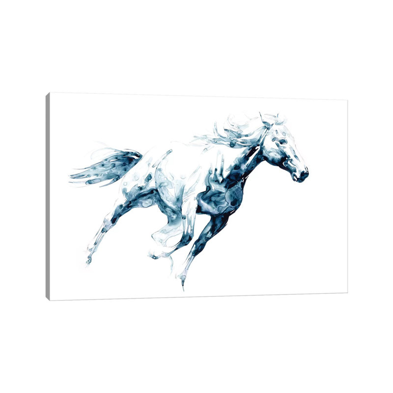 Sapphire Gallop I by Julie T. Chapman - Wrapped Canvas Painting, 20.32 cm H x 30.48 cm W