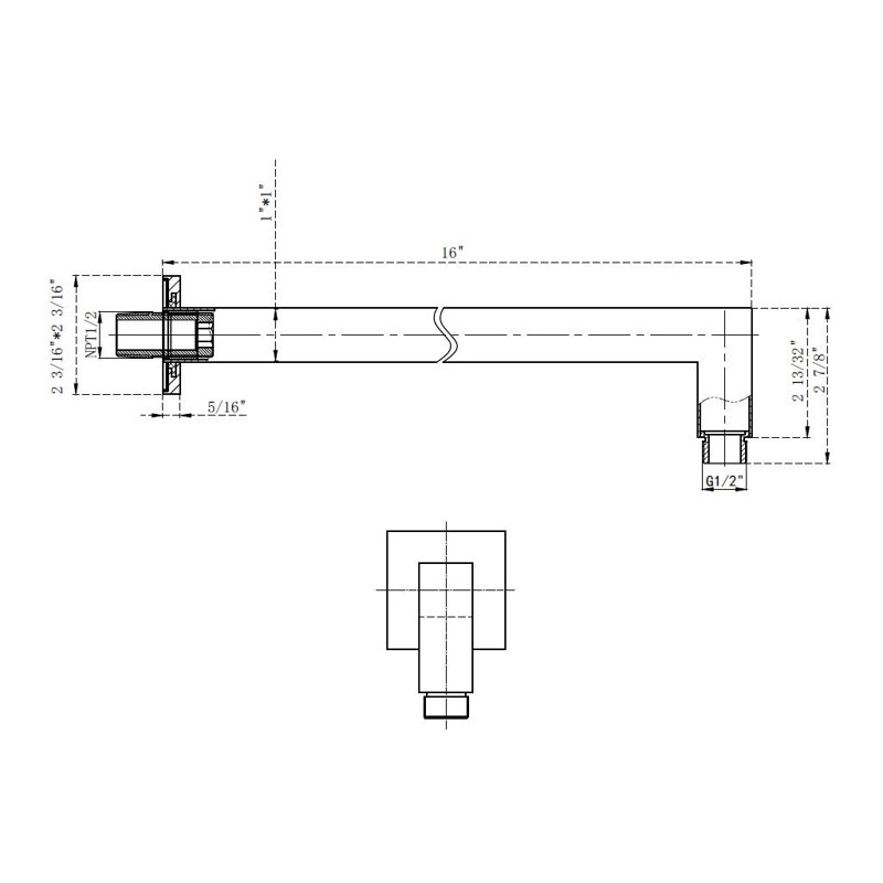 Devon Complete Square Shower Head - Wall Mount - 12" Brass/Brushed Nickel, Matt Black