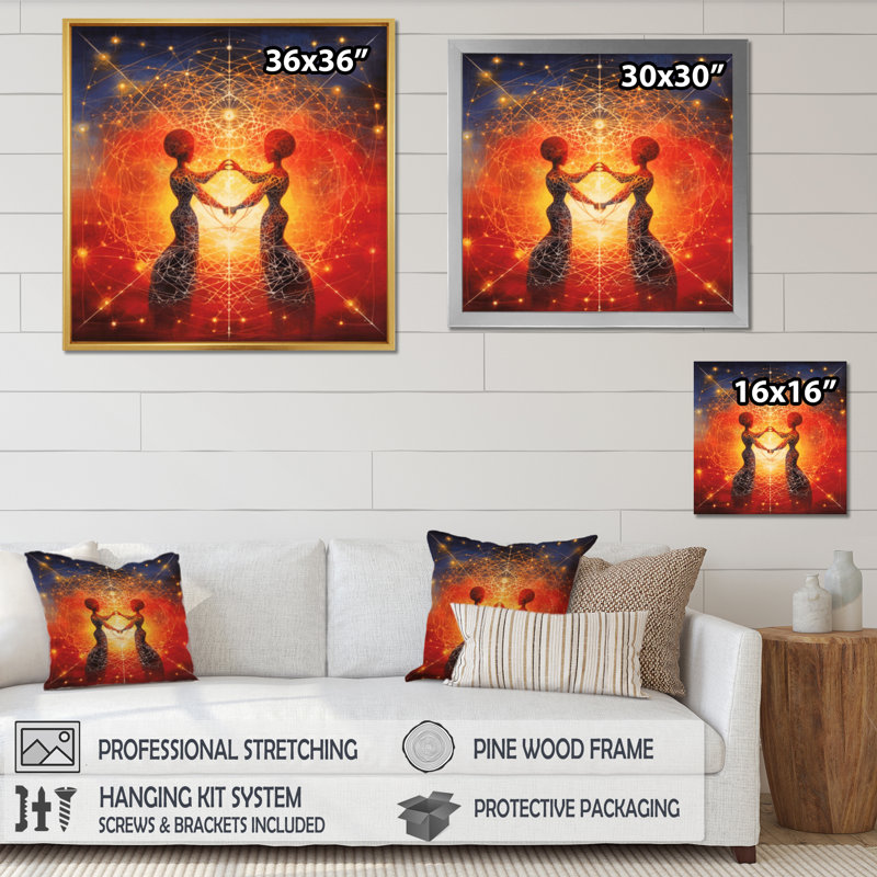 «Twin Flame Universe», impression sur toile, Cadre flottant noir, H 24 po x l 24 po x P 1 po