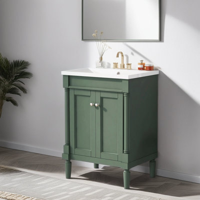 Meuble-lavabo simple 24 po avec plateau en céramique Deleah