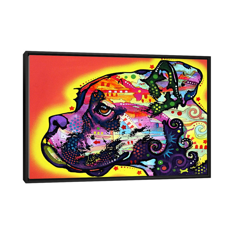 Boxergraphic profile, art sur toile, H 18 po x l 26 po x P 1,5 po, Cadre noir