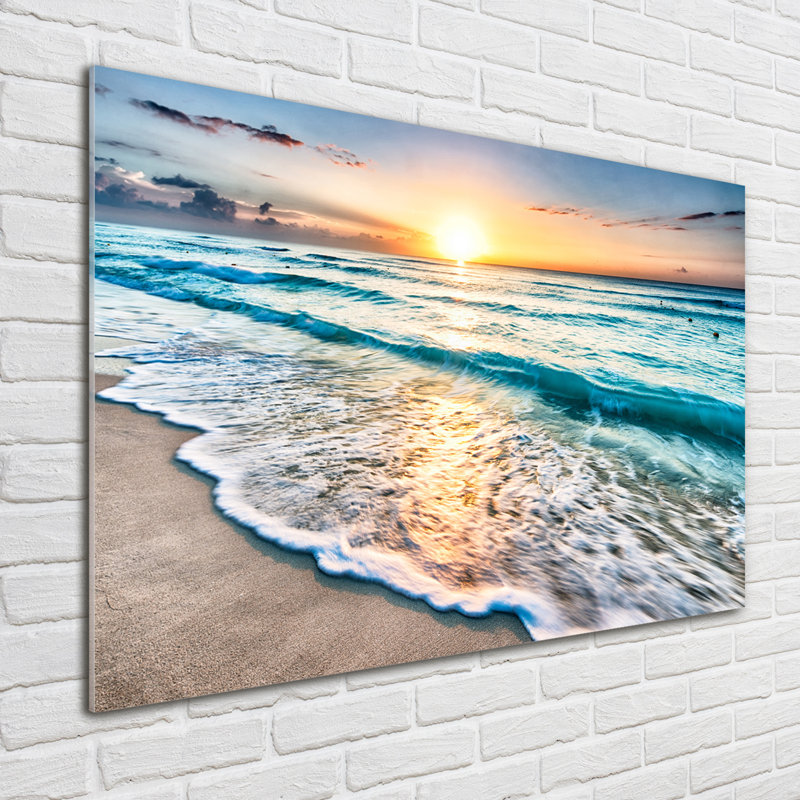 Beach Sunset Seascape - Wrapped Canvas Print, 70 cm H x 100 cm W