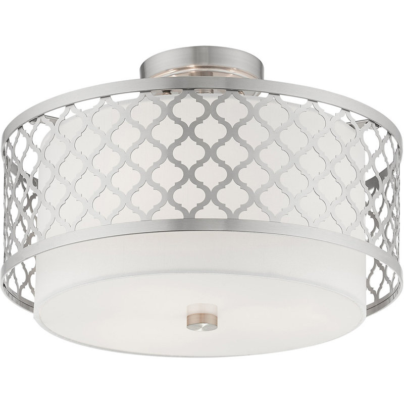 Pilirani Fabric Semi Flush Mount, Polished Chrome