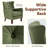 Button-Tufted Horn-Back Armchair, Accent Chair with Padded Cushion, Side Pocket and Solid Wood Legs-102193825
