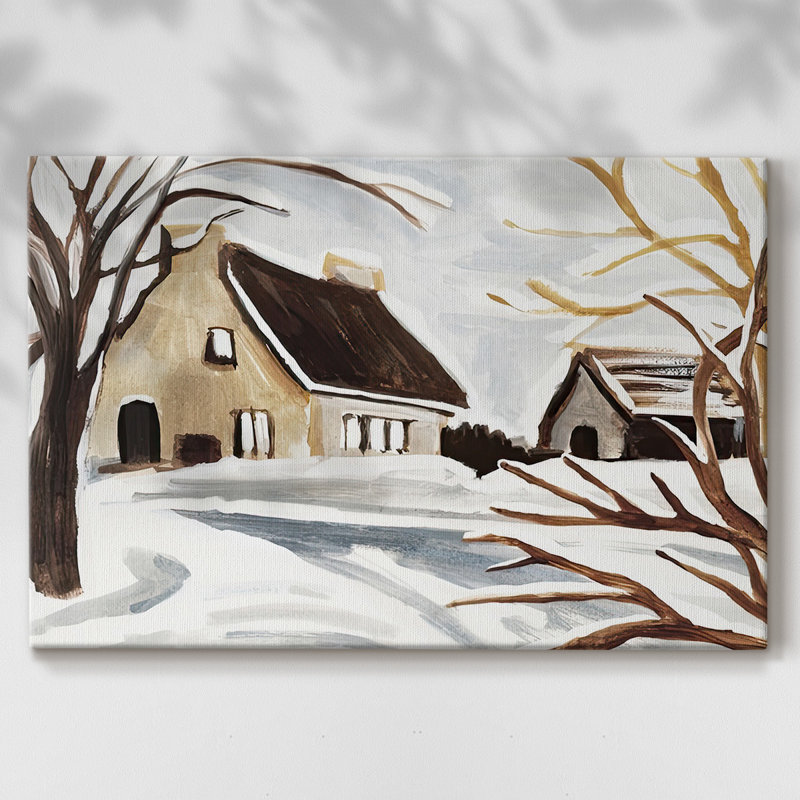 " Winter Cottage II ", 12" H x 18" W x 1.5" D