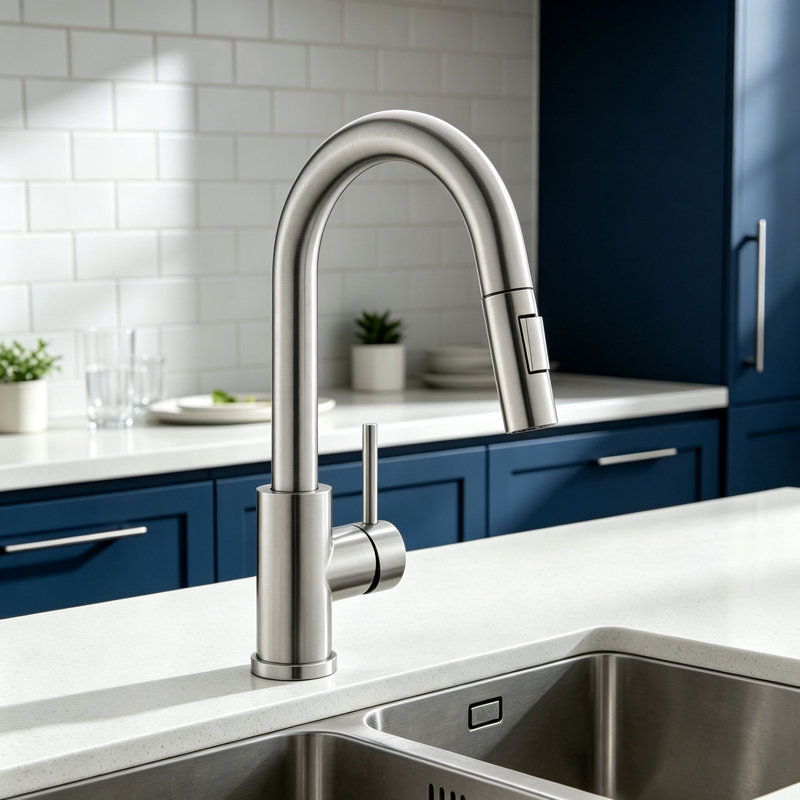 Topcraft  Single Handle Single Hole Pull Down Kitchen Sink Faucet, Brushed Nickel
