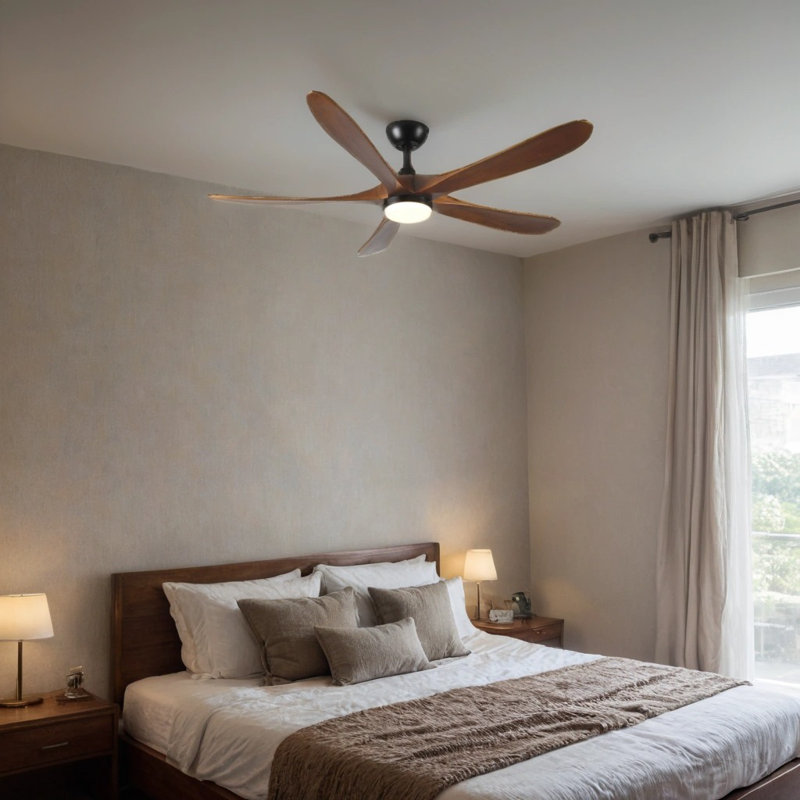 5 blade solid wood 52 inch ceiling fan light, 62"